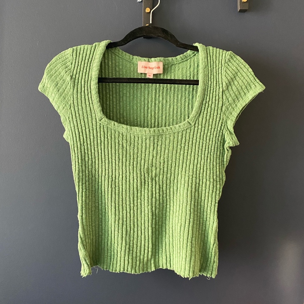 LISA SAYS GAH Zoey Square Neck Rib Tee - M